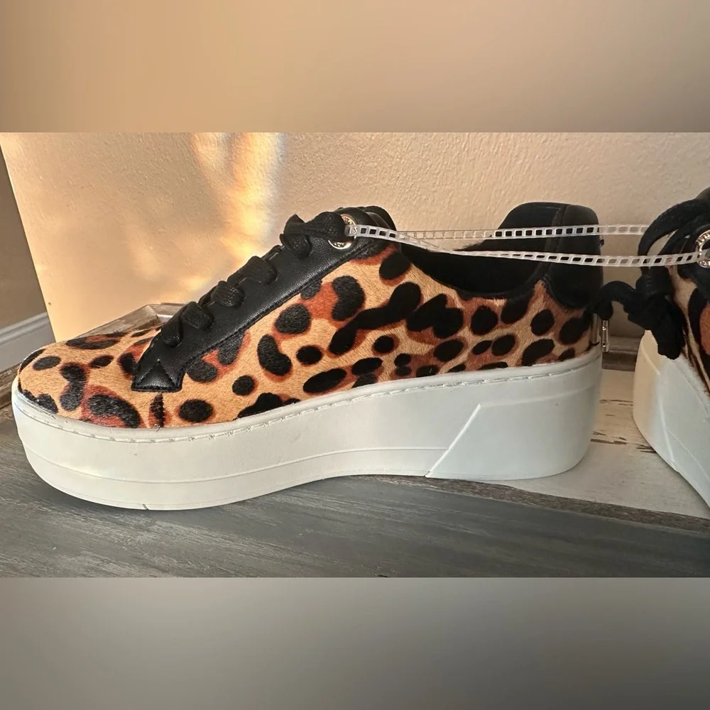 Dune London EPISODE - LEOPARD Lace‎ up Flatform Sneakers - Size Euro 39- US 9